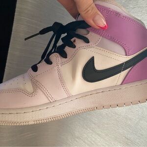 Jordan Pink and Black High-Top Sneakers